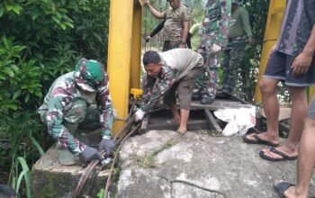 Kodim 0108/Agara Rehab jembatan gantung, dampak dari Banjir Bandang di Lawe Beringin Aceh Tenggara