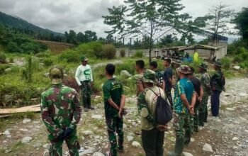 Kodim 0108/Agara Percepat Pembangunan Jembatan Gantung Perintis di Desa Teger Miko, Aceh Tenggara 
