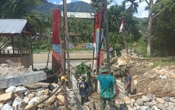 Kodim 0108/Agara Bersama Warga Percepat Pembangunan Jembatan Gantung Perintis, Progres Capai 77 Persen