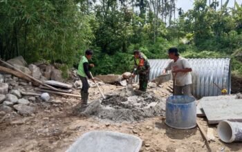 Kodim 0108/Agara terus Percepat Pembangunan Jembatan Aramco, di Ds. Sebudi Jaya, Aceh Tenggara