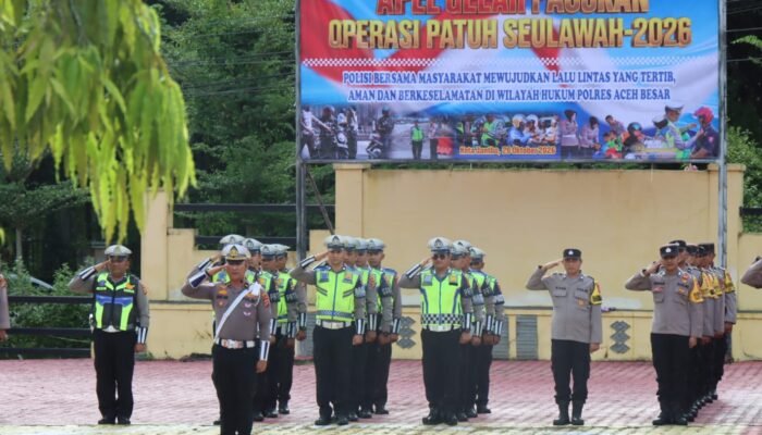Polres Aceh Besar Gelar Apel Pasukan Operasi Patuh Seulawah 2026, Wujudkan Kesadaran dan Keselamatan Berlalu Lintas